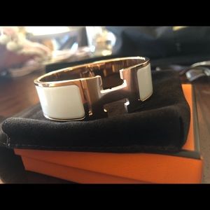 New Hermès clic clac bracelet blanc- white